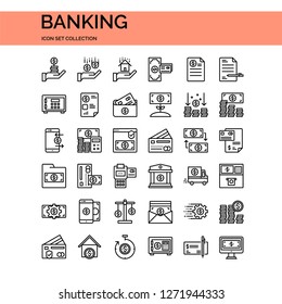 Bank And Finance Icons Set. UI Pixel Perfect Well-crafted Vector Thin Line Icons. The illustrations are a vector.