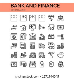 Bank And Finance Icons Set. UI Pixel Perfect Well-crafted Vector Thin Line Icons. The illustrations are a vector.