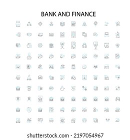 bank and finance icons, signs, outline symbols, concept linear illustration line collection