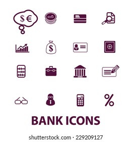 bank, finance icons, signs set, vector