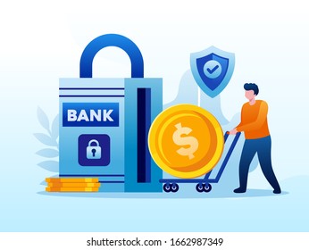 Bank finance investment illustration flat vector template 