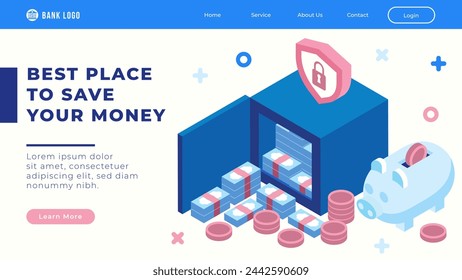 Bank finance landing page template vector design in eps 10
