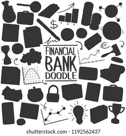 Bank Finances Silhouette Clip Art Vector Icons