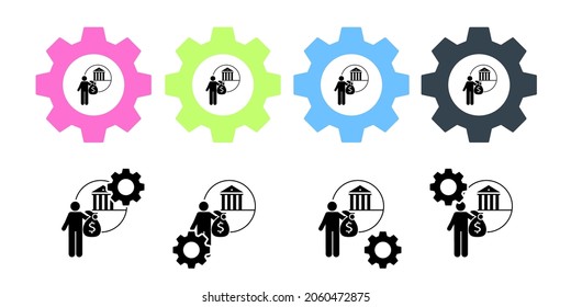 Bank, financial, fix vector icon in gear set illustration for ui and ux, website or mobile application