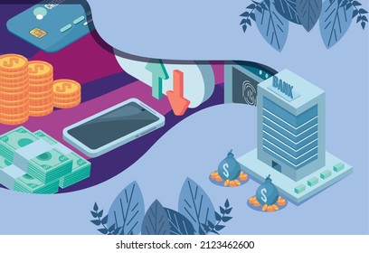 bank and financial set icons