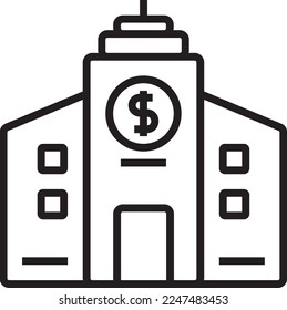 Bank Fintech startup icon with black outline style