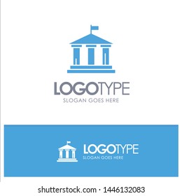 Bank, Flag, American, Usa Blue Solid Logo with place for tagline