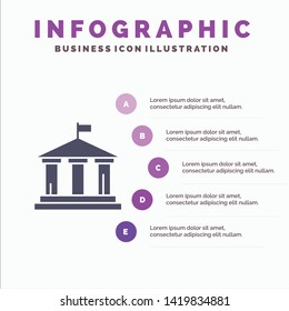 Bank, Flag, American, Usa Solid Icon Infographics 5 Steps Presentation Background