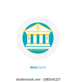 Bank flat art icon, digital finances vector art, cartoon online broker illustration