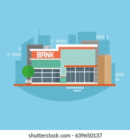 bank flat building vector