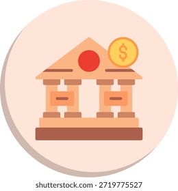 Bank Flat Circle Style Icon