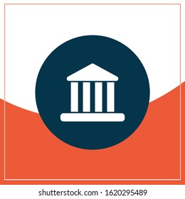 Bank flat design icon with white and orange background
