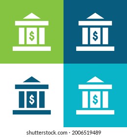 Bank Flat four color minimal icon set