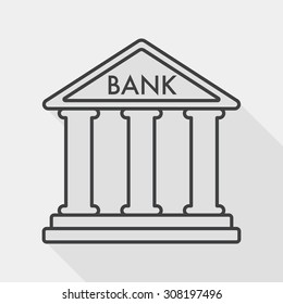 bank flat icon with long shadow, line icon