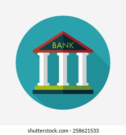 bank flat icon with long shadow,eps10