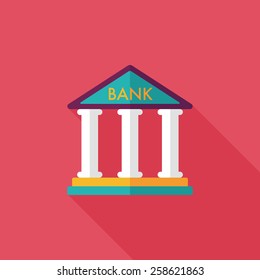 bank flat icon with long shadow,eps10
