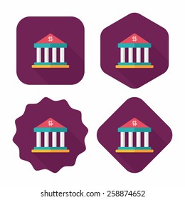 bank flat icon with long shadow,eps10