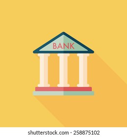 bank flat icon with long shadow,eps10