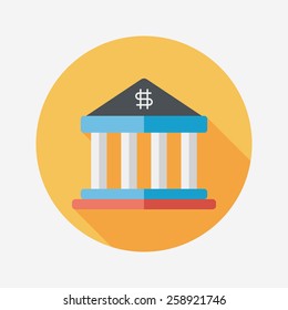 bank flat icon with long shadow,eps10