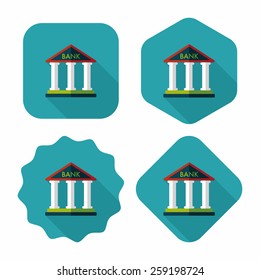 bank flat icon with long shadow,eps10