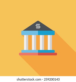bank flat icon with long shadow,eps10