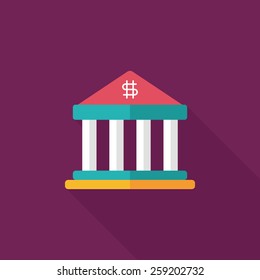 bank flat icon with long shadow,eps10