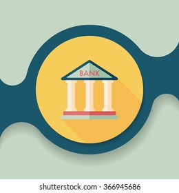 bank flat icon with long shadow,eps10