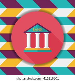 bank flat icon with long shadow,eps10