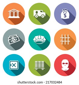 Bank flat icons set