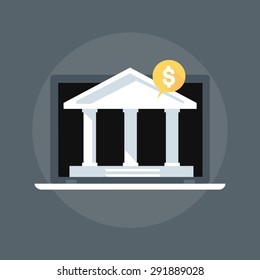 Bank, flat style colorful, vector icon for info graphics, websites, mobile and print  media.