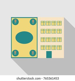 bank in flat style with shadow