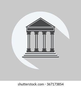 Bank flat vector icon in black and white on a circle