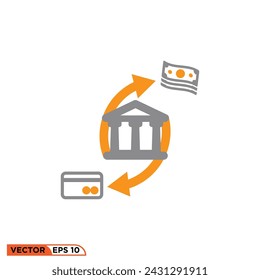 Diseño de icono plano de flujo de banco vector gráfico de plantilla, signo y símbolo 