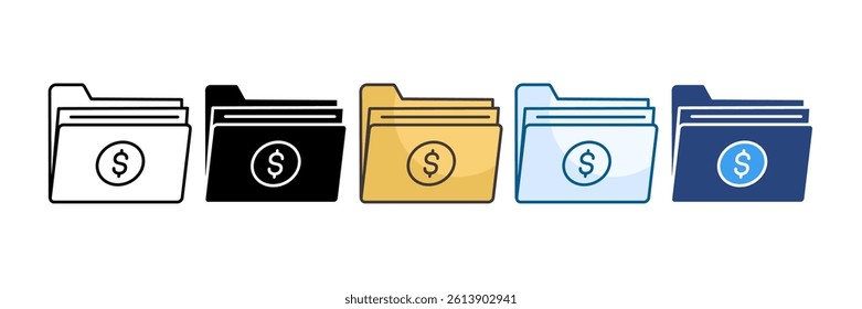 Bank Folder Icon Set Multiple Style Collection