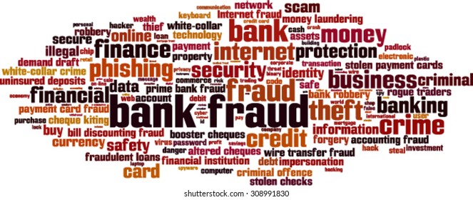 Bank Fraud Word Cloud Concept. Vector Illustration