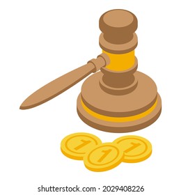 Bank gavel icon isometric vector. Legal law. Finance paper