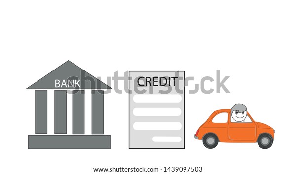 the bank gives a loan to the car. flat
design. vector
illustration.