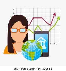 Bank, global economy and money savings graphic design, vector illustration Bank, global economy and money savings graphic design, vector illustration