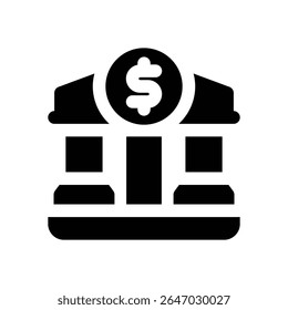 bank glyph icon. Strong and solid vector icon for websites, mobile interfaces, presentations, and visual branding. High quality and easy to edit.