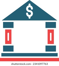 Bank Glyph Two Color Icon For Personal And Commercial Use.
