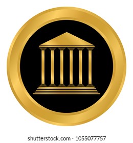 Bank gold button, gold on black background. Vector illustration.