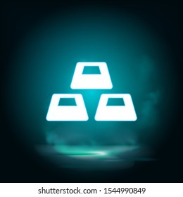 Bank, gold, money vector icon. Lighting blue smoke neon icon.