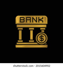 Bank gold plated metalic icon or logo vector