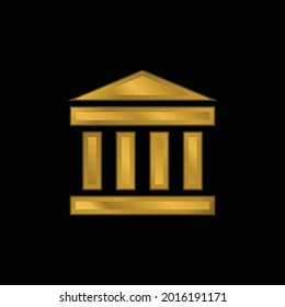 Bank gold plated metalic icon or logo vector