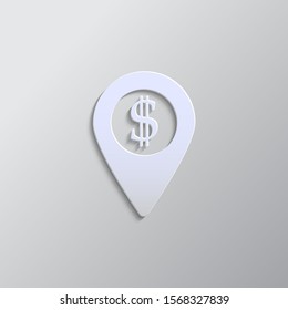 bank, gps paper style, icon. Paper style vector icon