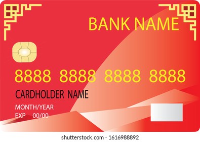 Bank Graphic Vector credit cards. Happy Chinese new year in circle frame with  Chinese word mean vector illustration