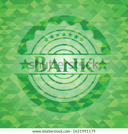 Bank green emblem with triangle mosaic background. Vector Illustration. Detailed.