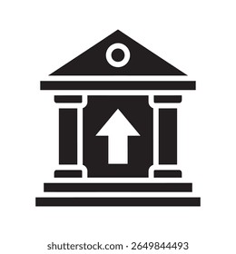 Ícone de crescimento bancário com uma seta para cima e para construir representando o aumento do depósito financeiro apreciação do mercado de ações e o vetor de recuperação econômica bem-sucedido ícone de glifo sólido