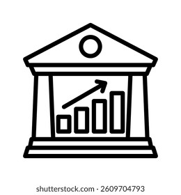 Bank Growth Line Vector Illustration On White Background.