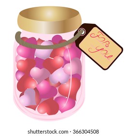 bank with hearts and the words on the label for you, a gift for Valentine's Day